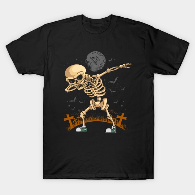 Halloween Dabbing Skeleton T-Shirt by Darth Noob